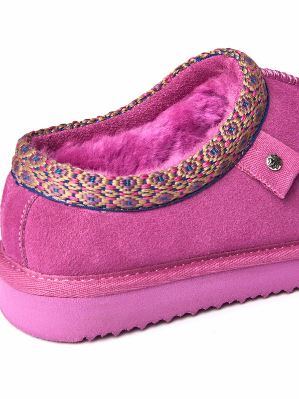 Pink slip on sheepskin slipper - KIMOTO 2 FUCHSIA PINK
