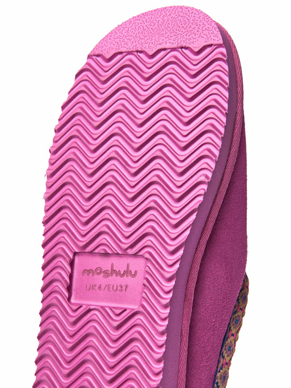 Pink slip on sheepskin slipper - KIMOTO 2 FUCHSIA PINK