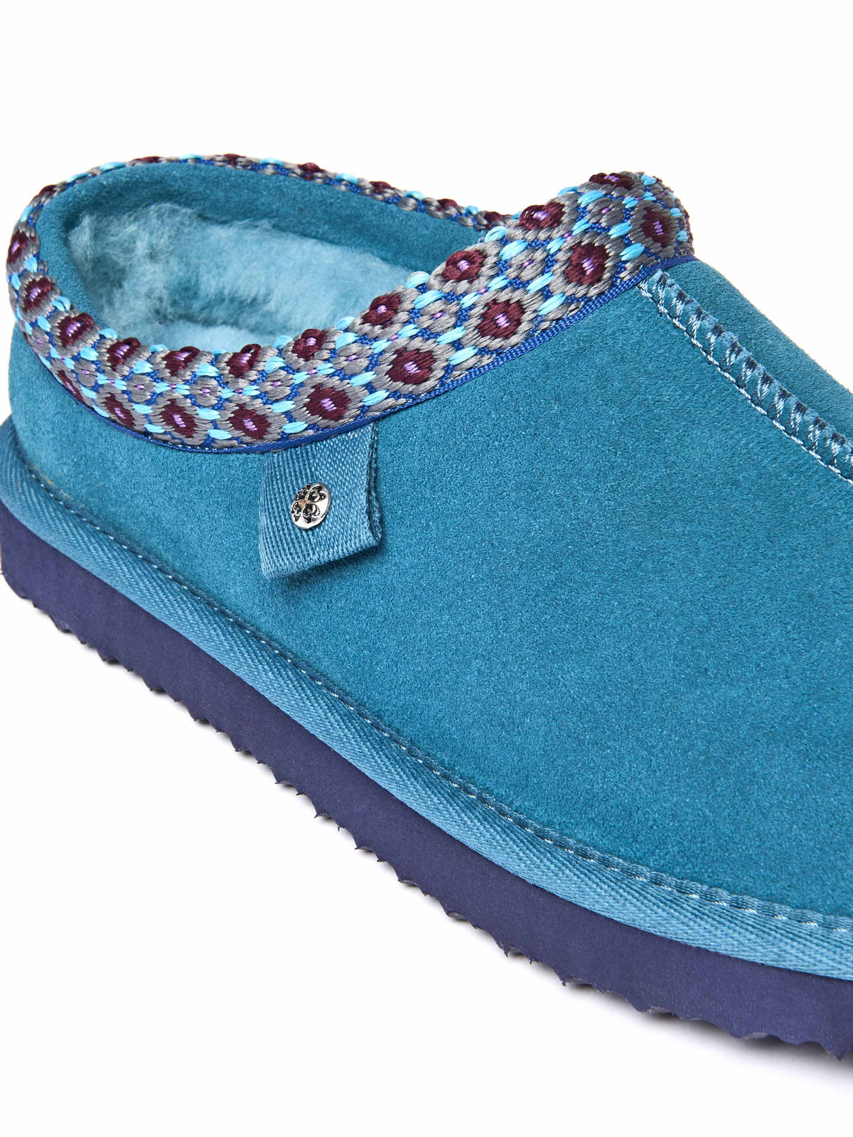 Blue slip on sheepskin slipper - KIMOTO 2 LAGOON SUEDE