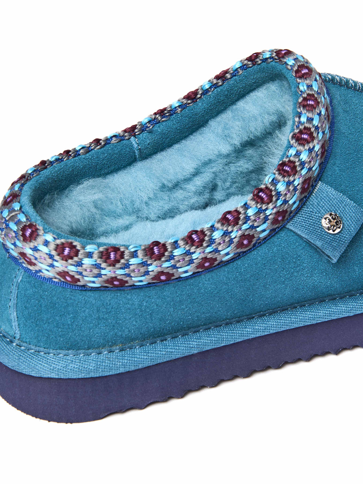 Blue slip on sheepskin slipper - KIMOTO 2 LAGOON SUEDE