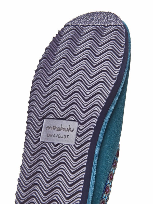 Blue slip on sheepskin slipper - KIMOTO 2 LAGOON SUEDE