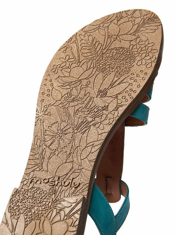 Blue strappy nubuck t-bar sandals - SALTERN F/S TEAL SEA NUBUCK