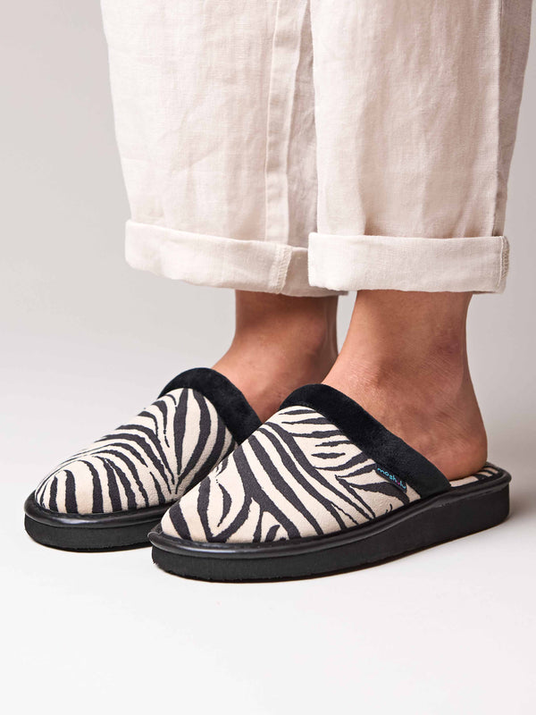 Animal print mule slippers - BABA ZEBRA