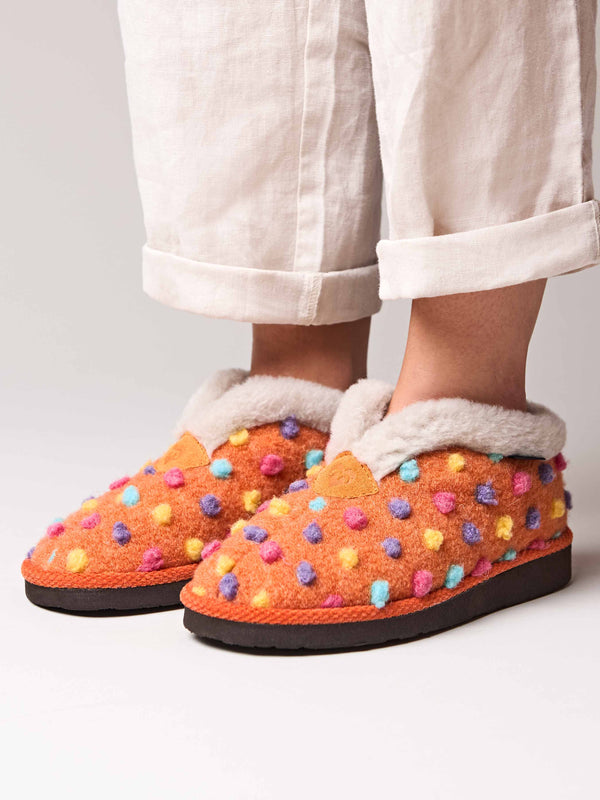 Orange short spotty bootie slippers - BO ORANGE