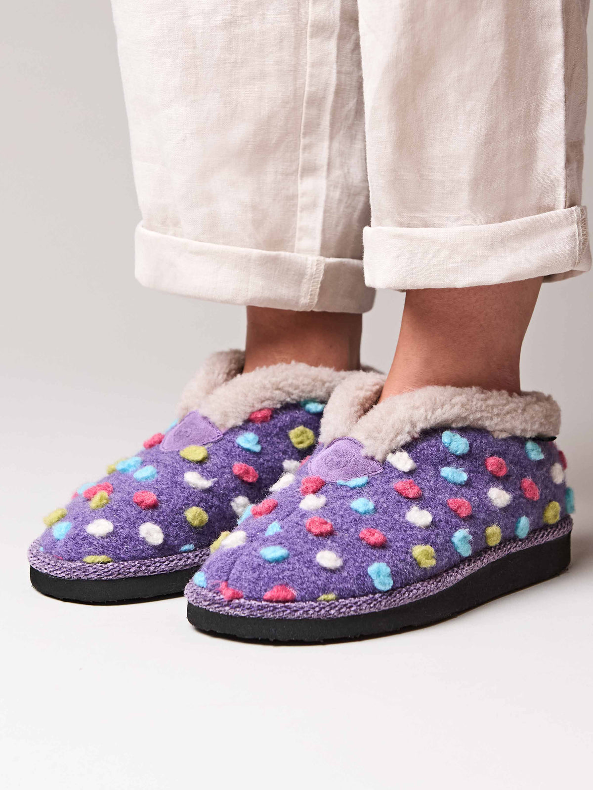 Purple short spotty bootie slippers - BO VIOLET