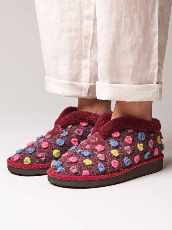 Red short spotty bootie slippers - BO ZINFANDEL RED