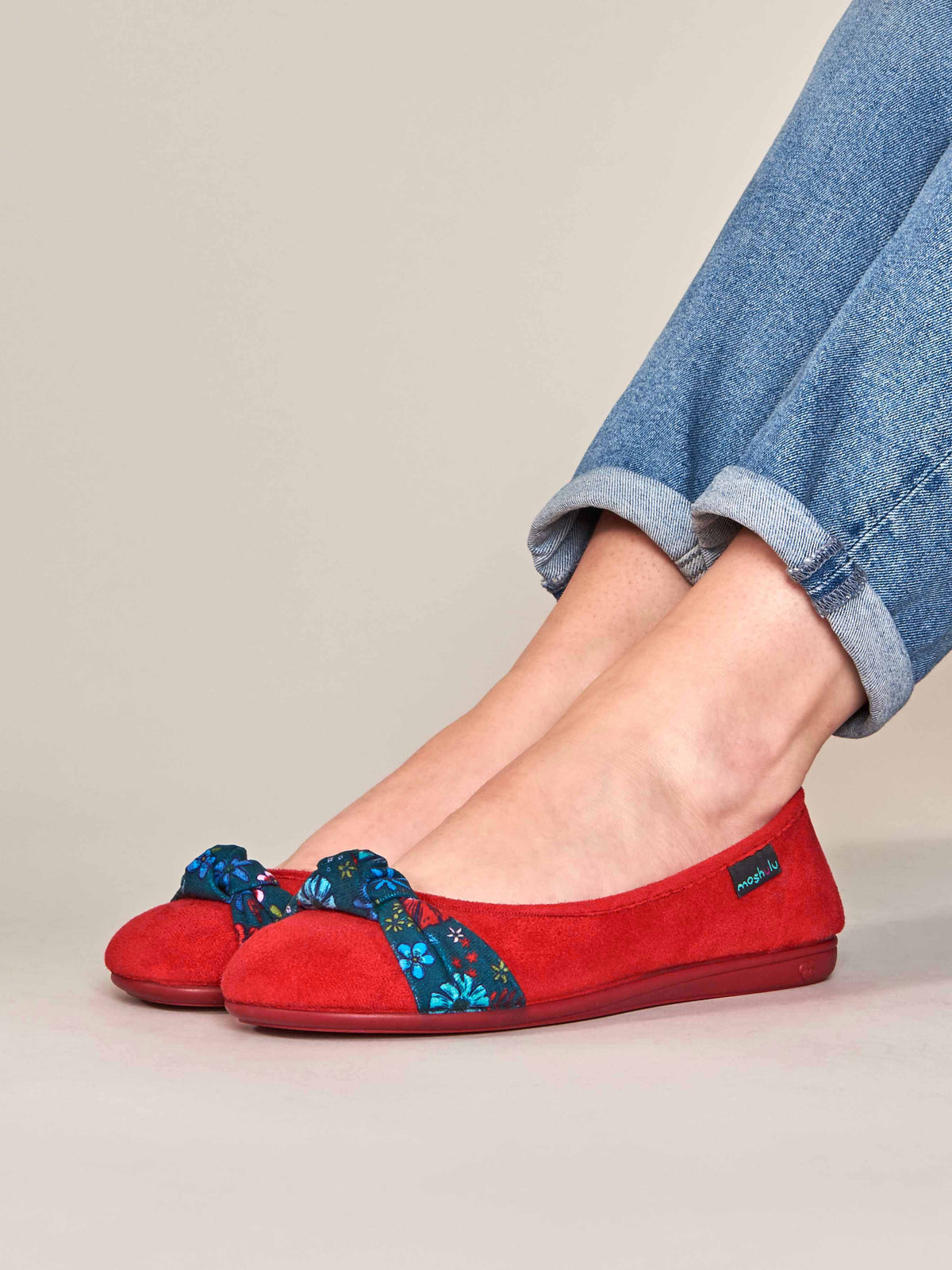 Red bow detailed ballerina slipper - AFFOGATO LIPSTICK RED