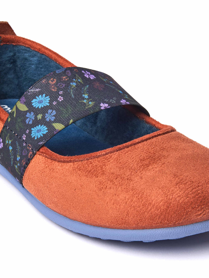 Red wide toed ballerina slipper - RISTRETTO RUST