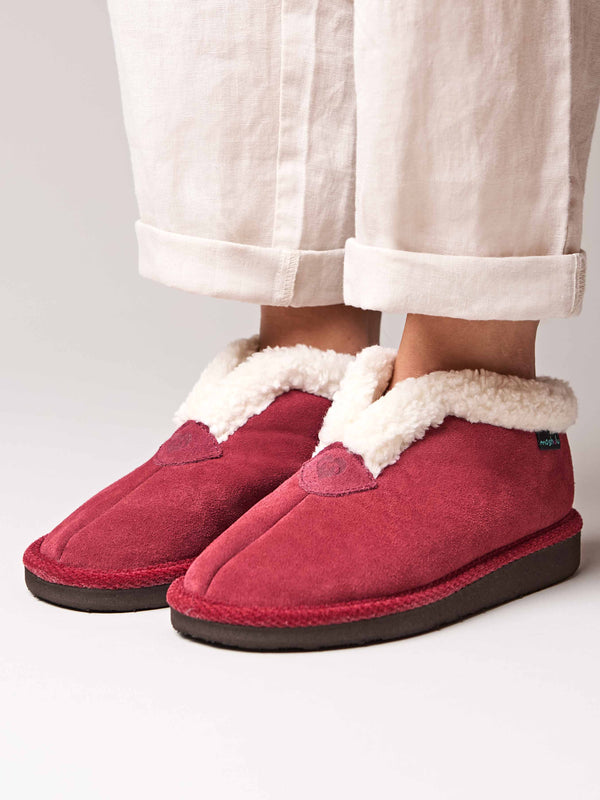 Red suede bootie slippers - BO SUEDE CRANBERRY