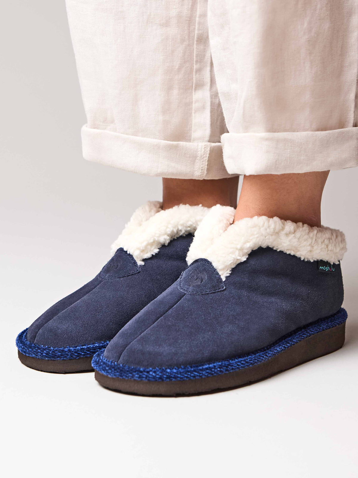Blue suede bootie slippers - BO SUEDE INDIGO
