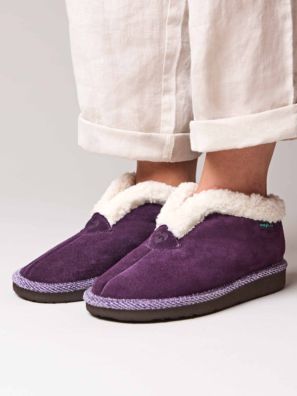 Purple suede bootie slippers - BO SUEDE PLUM