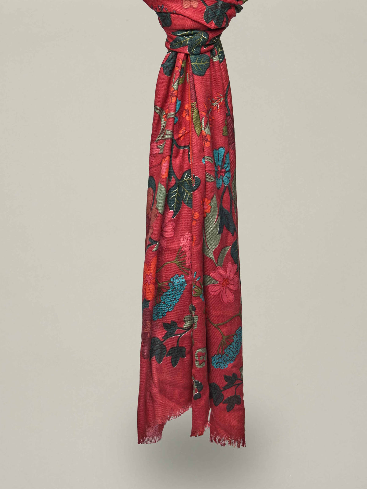 devon floral wool scarf - CORMORANT ZINFANDEL RED DEVON FLORAL