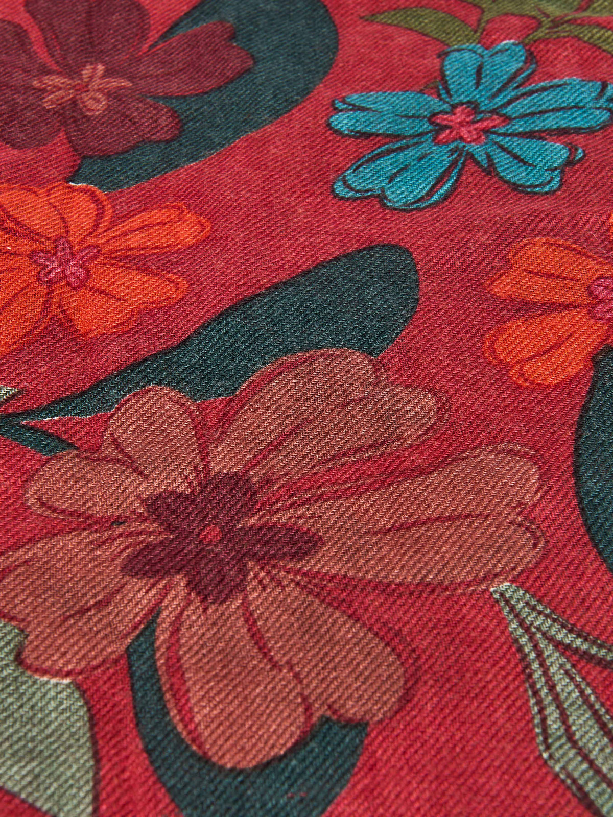 Red devon floral wool scarf - CORMORANT ZINFANDEL RED DEVON FLORAL
