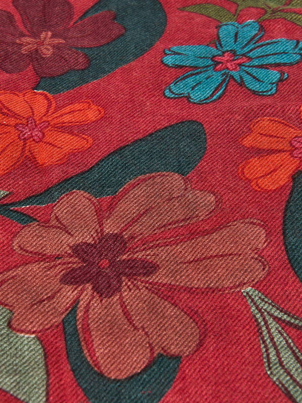 Red devon floral wool scarf - CORMORANT ZINFANDEL RED DEVON FLORAL