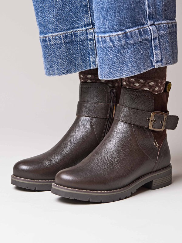 Brown chelsea boot with dual-fit - RIA BROWN LEATHER/SUEDE