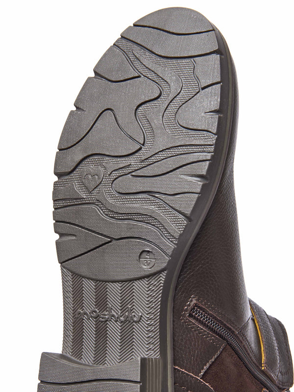 Brown chelsea boot with dual-fit - RIA BROWN LEATHER/SUEDE