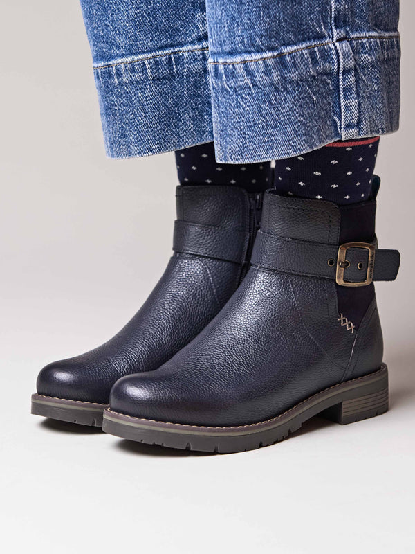 Blue chelsea boot with dual-fit - RIA INDIGO LEATHER