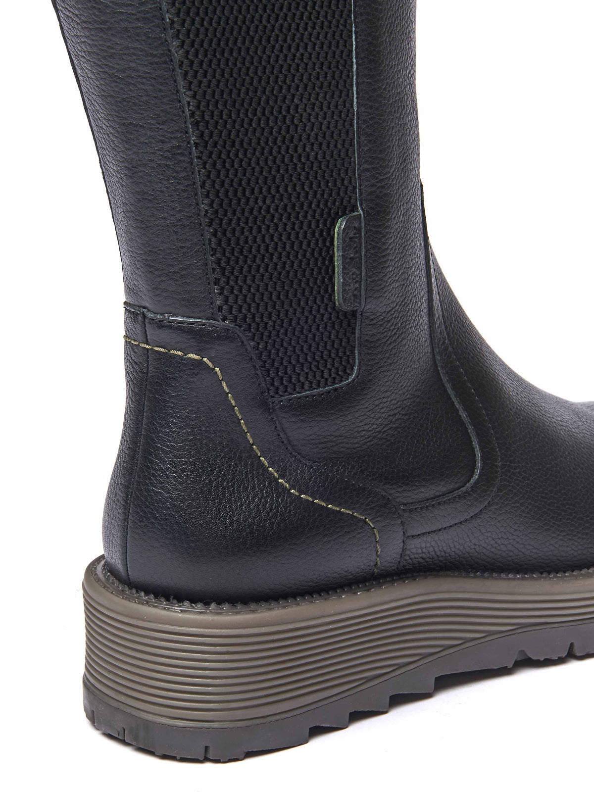 Black mid-calf elasticated boot - RANNOCH BLACK LEATHER