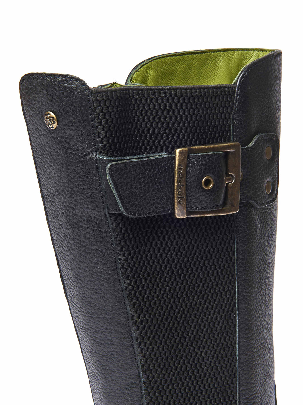 Black mid-calf elasticated boot - RANNOCH BLACK LEATHER