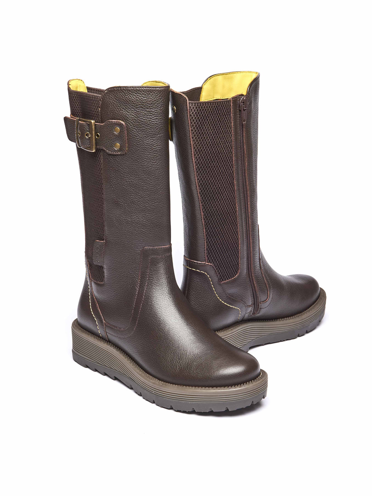 Brown mid-calf elasticated boot - RANNOCH CHOCOLATE LEATHER