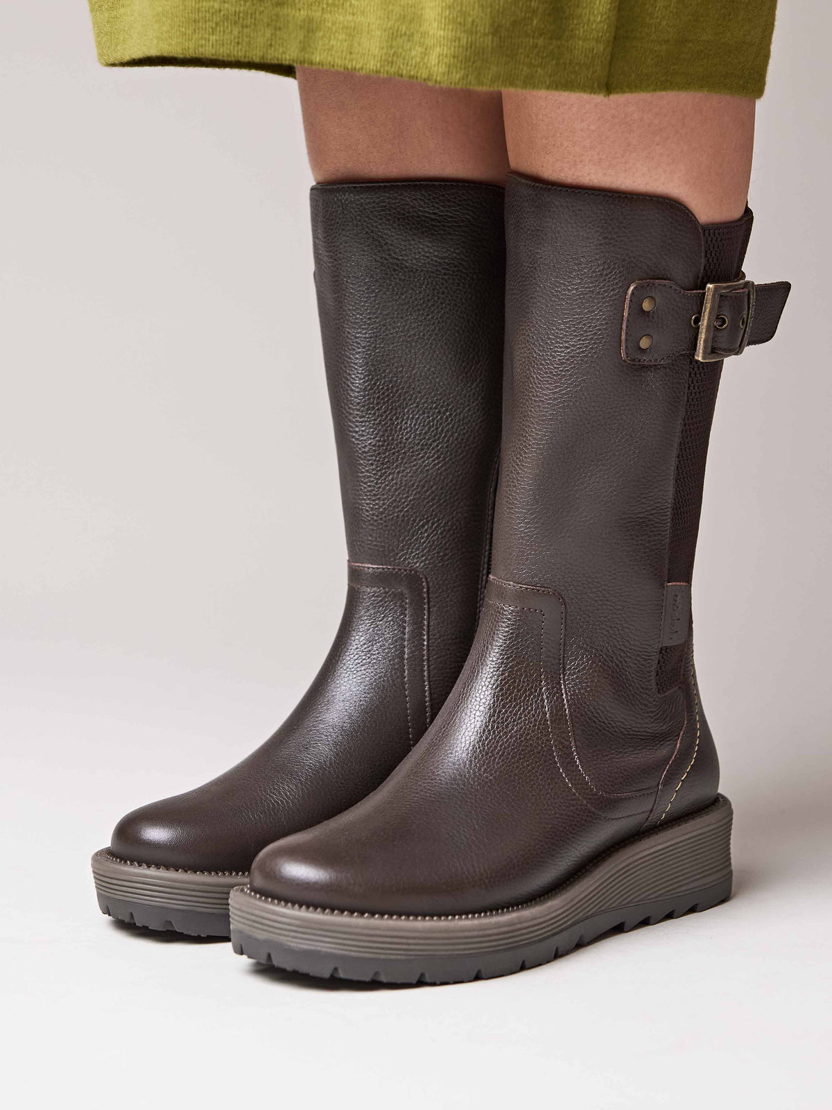 Brown mid-calf elasticated boot - RANNOCH CHOCOLATE LEATHER