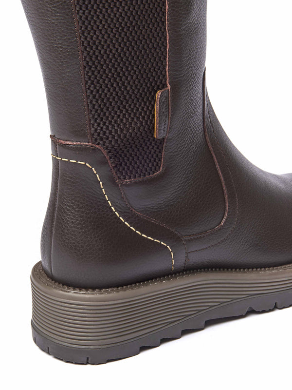 Brown mid-calf elasticated boot - RANNOCH CHOCOLATE LEATHER
