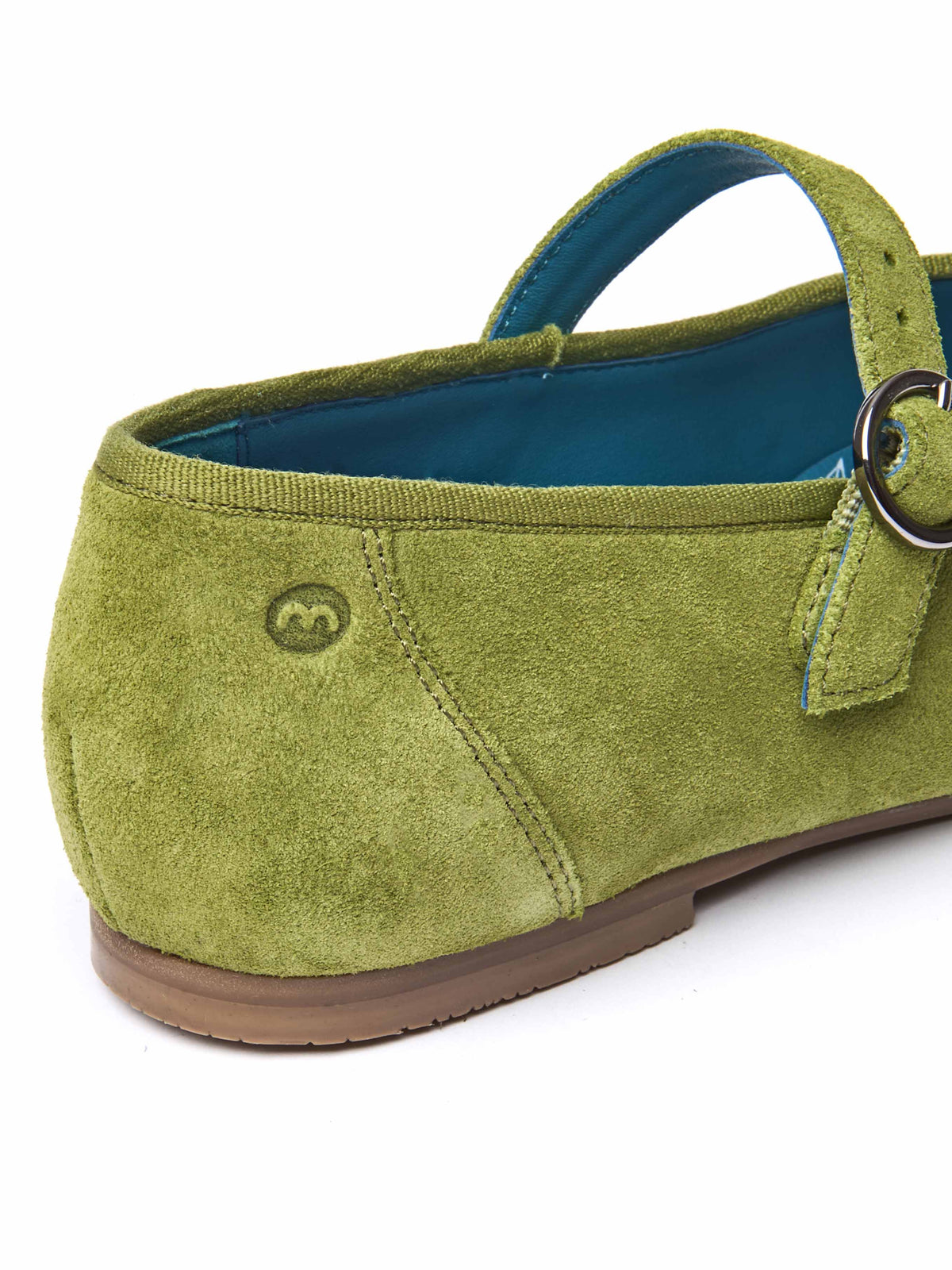 MAWGAN LICHEN GREEN SUEDE Green Square Toe Ballerina Pump Moshulu mawgan-lichen-green-suede-green-square-toe-ballerina-pump-moshulu