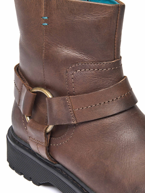 Brown waxy leather biker boot - CAPE BROWN WAXY