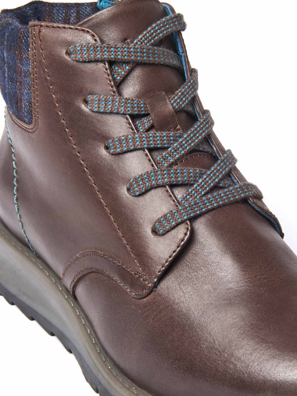 Brown lace up dual-fit ankle boot - LYDD CHOCOLATE WAXY