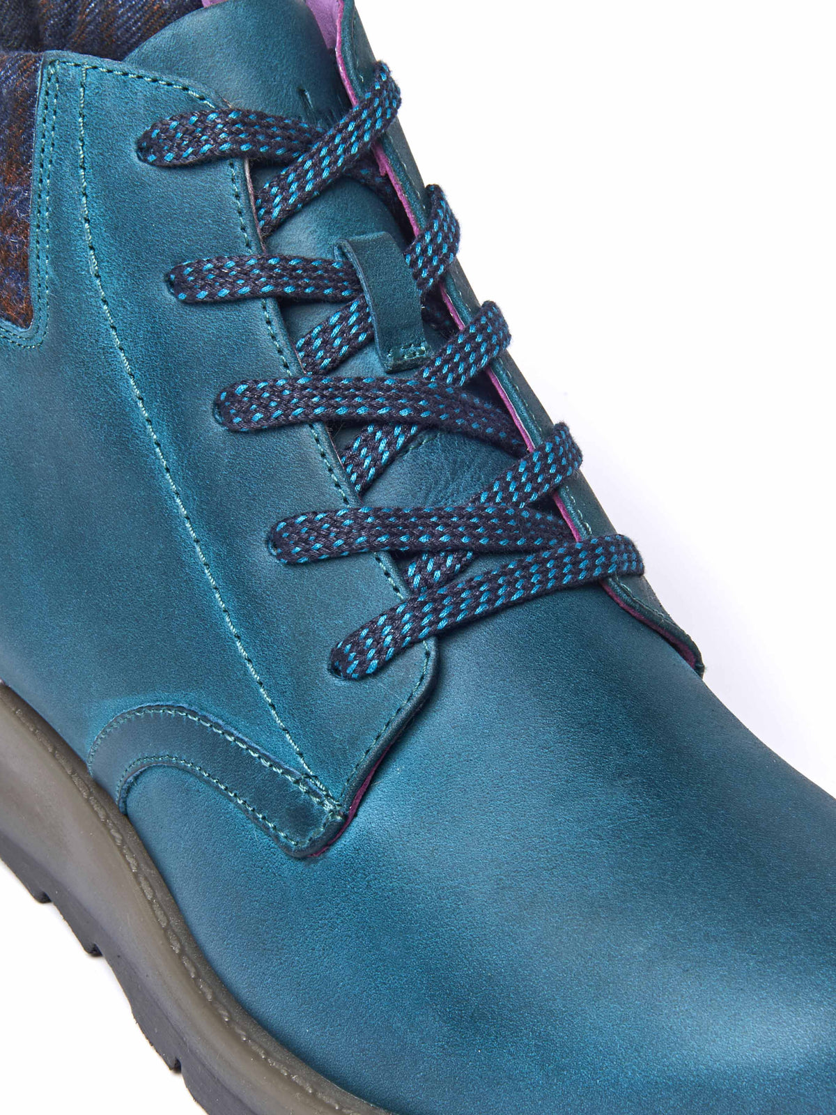 Blue / Green lace up dual-fit ankle boot - LYDD LAGOON WAXY LEATHER