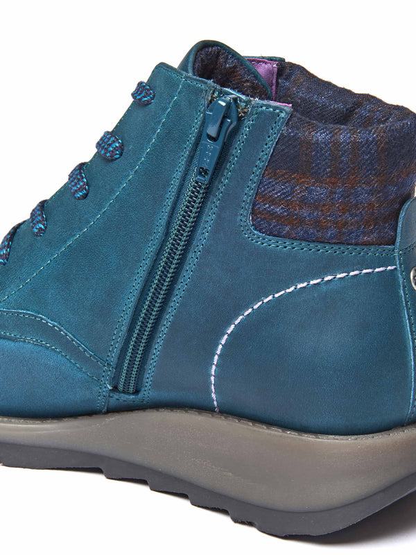 Blue / Green lace up dual-fit ankle boot - LYDD LAGOON WAXY LEATHER