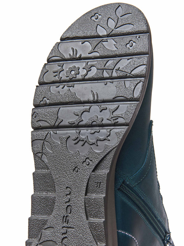 Blue / Green lace up dual-fit ankle boot - LYDD LAGOON WAXY LEATHER