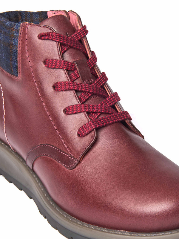Red lace up dual-fit ankle boot - LYDD ZINFANDEL RED WAXY LEATHER