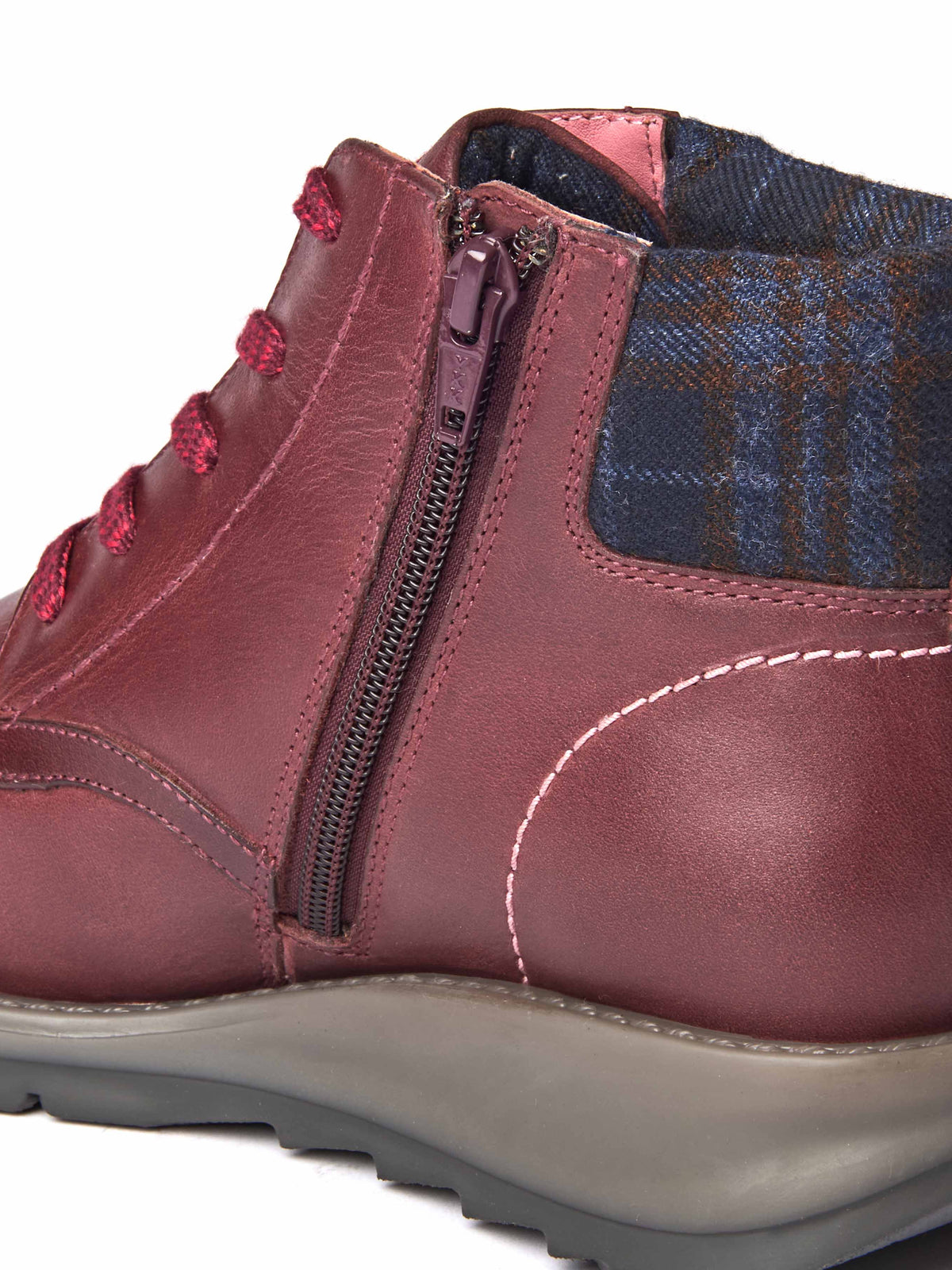 Red lace up dual-fit ankle boot - LYDD ZINFANDEL RED WAXY LEATHER