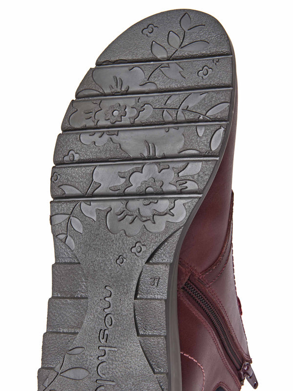 Red lace up dual-fit ankle boot - LYDD ZINFANDEL RED WAXY LEATHER