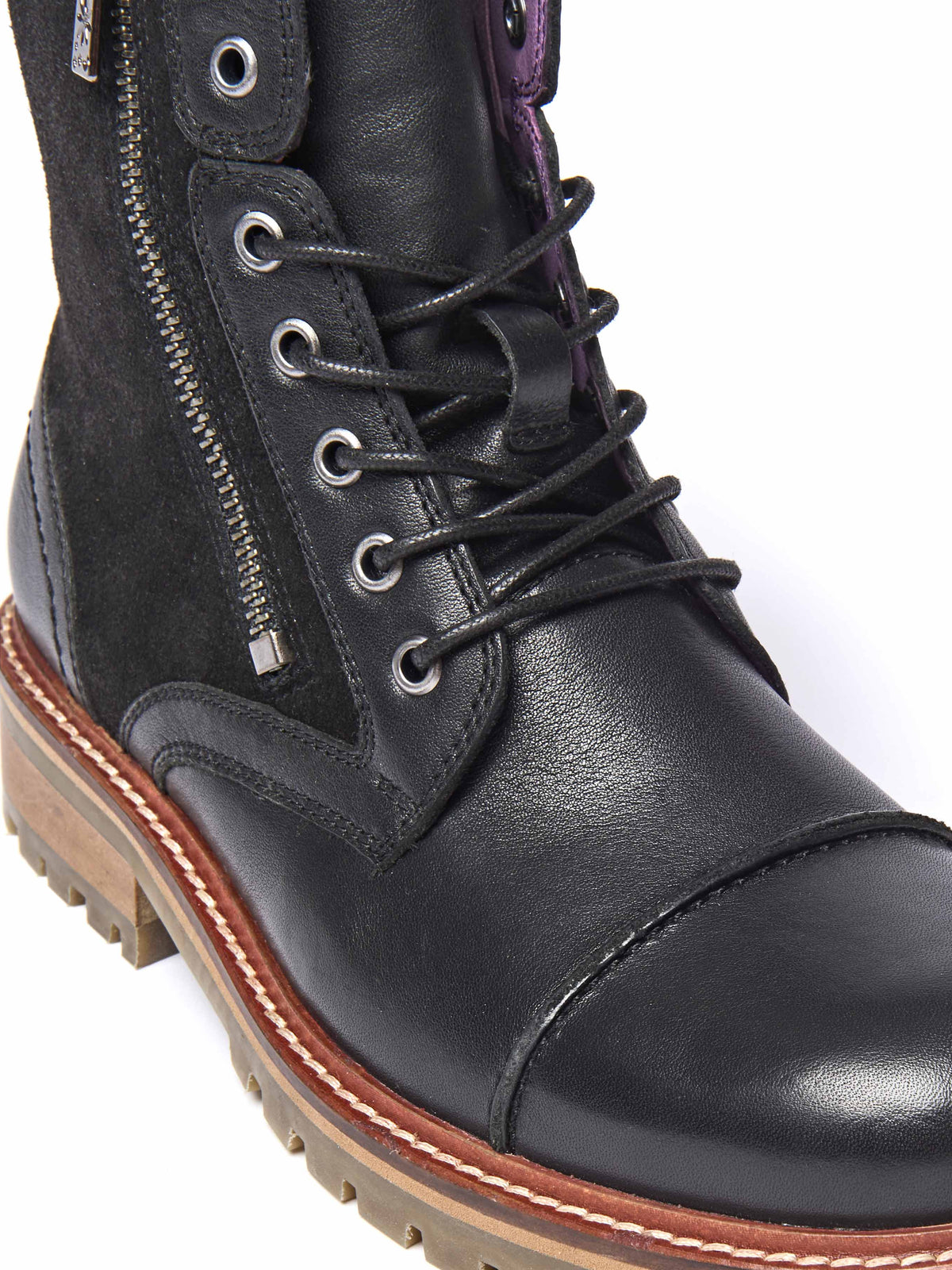 Black biker style leather boot - BARDSEY 2 BLACK LEATHER