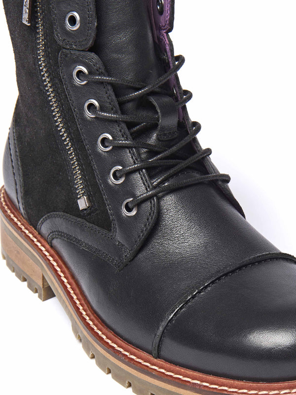 Black biker style leather boot - BARDSEY 2 BLACK LEATHER