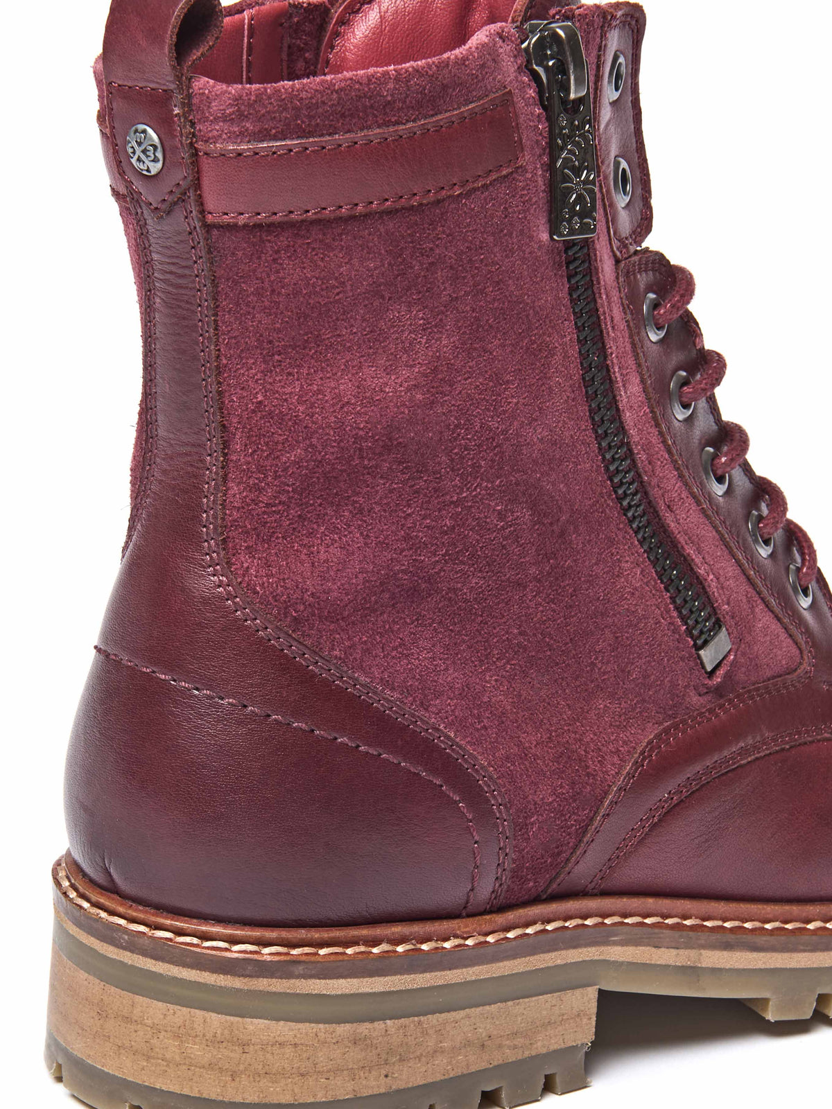 Red biker style leather boot - BARDSEY 2 ZINFANDEL RED LEATHER
