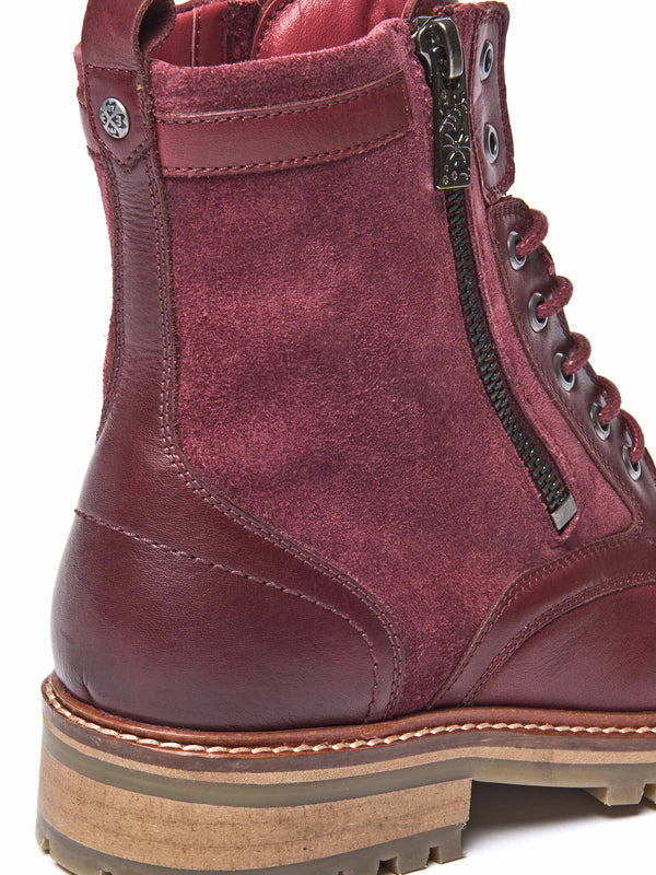 Red biker style leather boot - BARDSEY 2 ZINFANDEL RED LEATHER