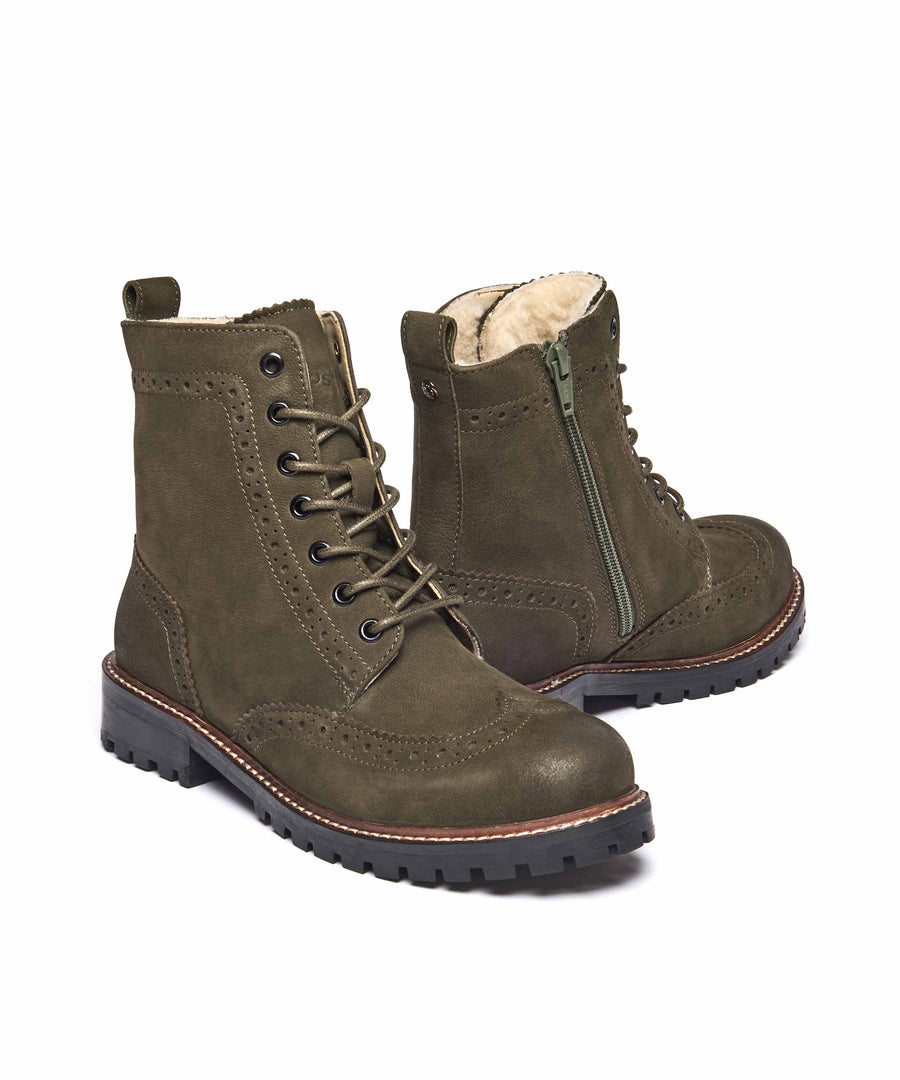 FILICO WARMLINED OLIVE GREEN NUBUCK