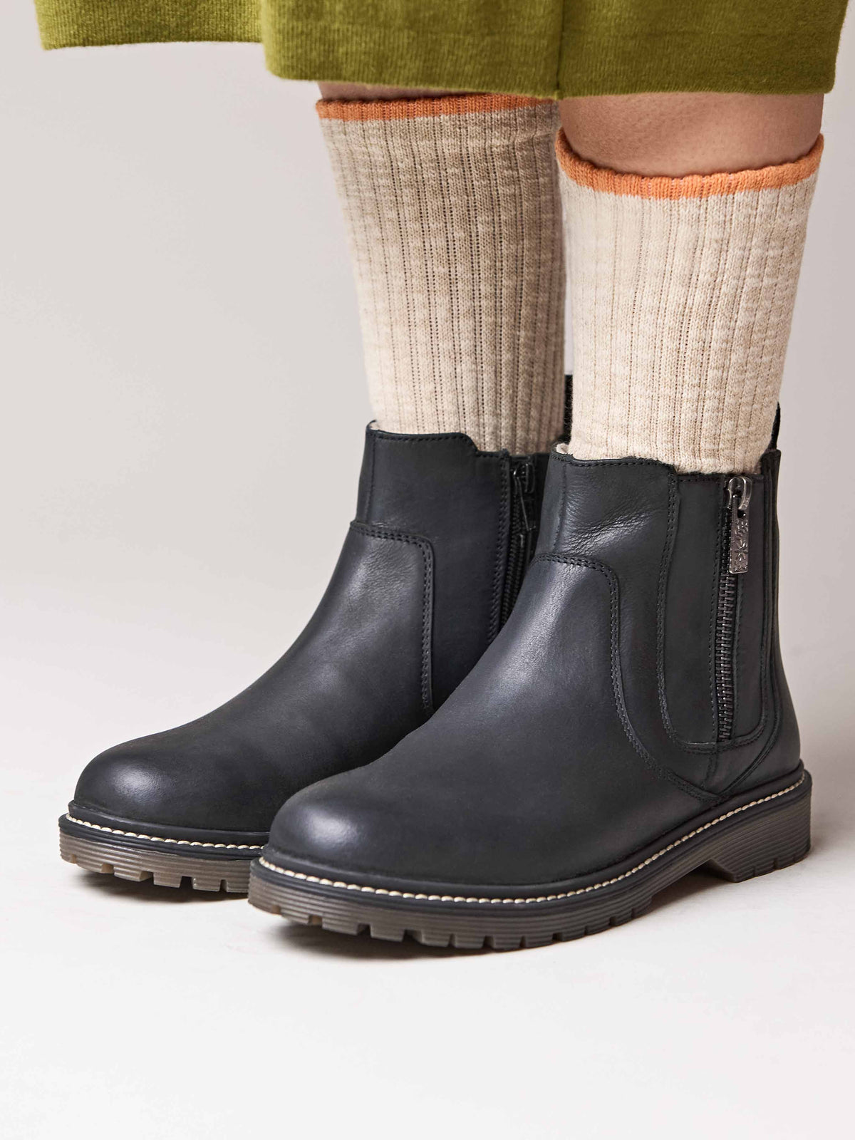 Black fleece lined ankle boot - HATTER 2 BLACK WAXY