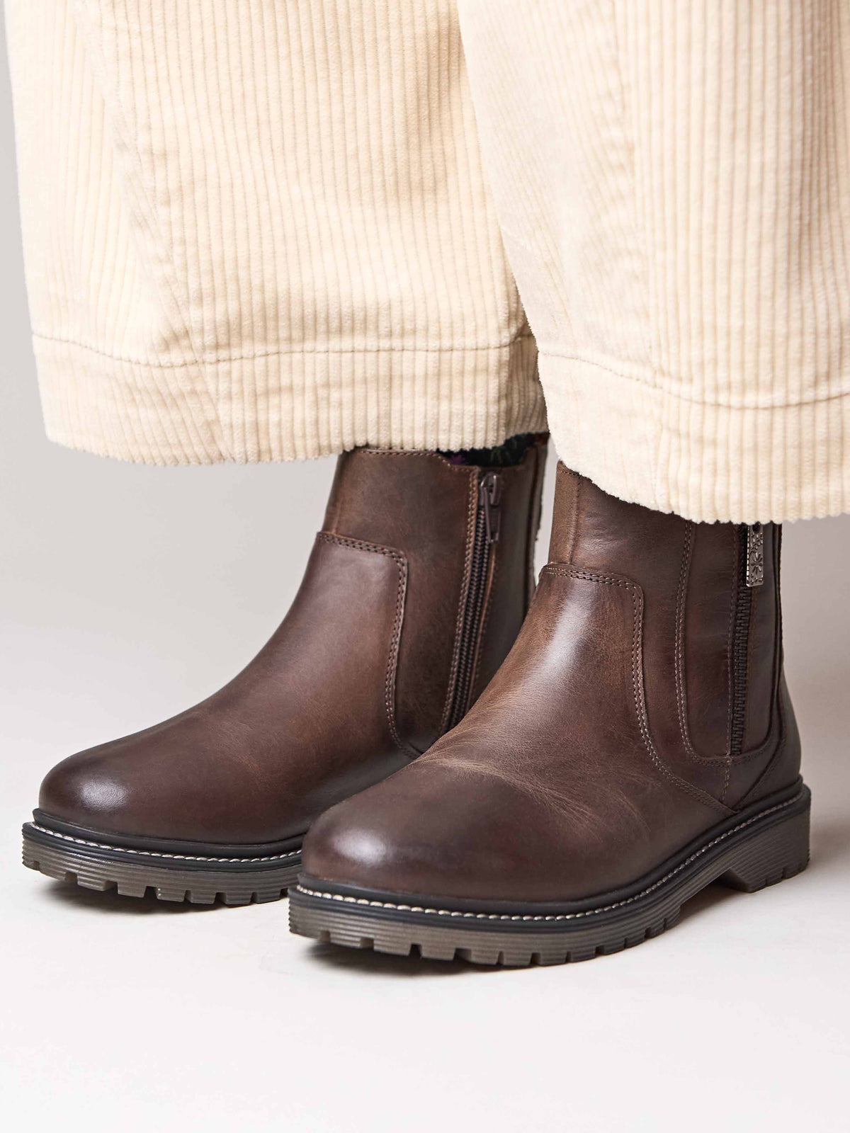 Brown fleece lined ankle boot - HATTER 2 BROWN WAXY