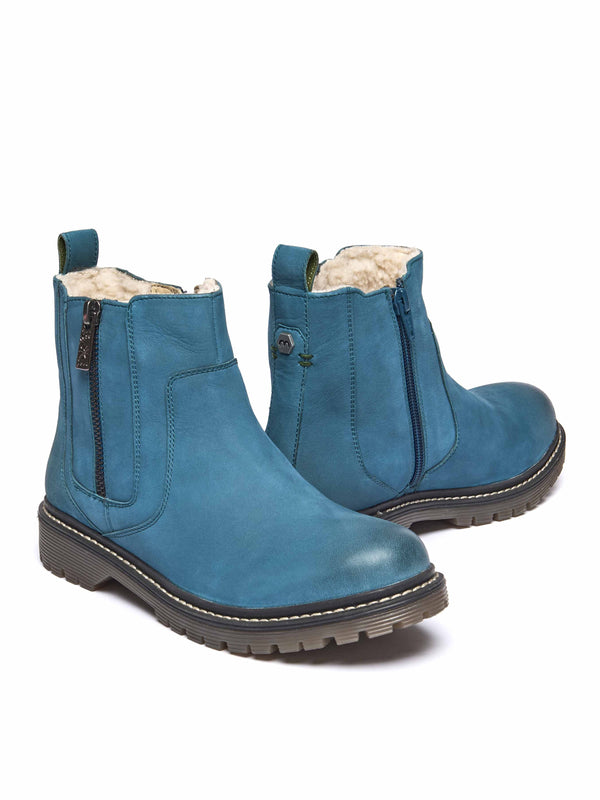 Blue / Green fleece lined ankle boot - HATTER 2 LAGOON NUBUCK