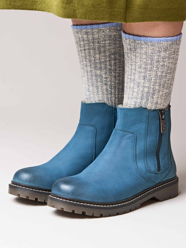 Blue / Green fleece lined ankle boot - HATTER 2 LAGOON NUBUCK