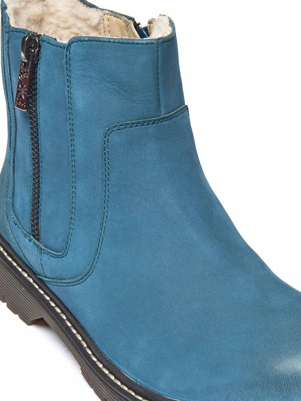 Blue / Green fleece lined ankle boot - HATTER 2 LAGOON NUBUCK
