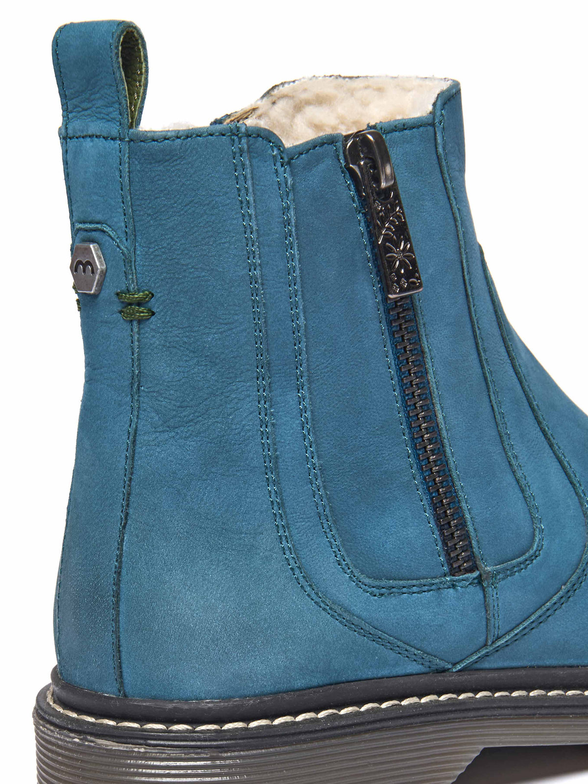 Blue / Green fleece lined ankle boot - HATTER 2 LAGOON NUBUCK