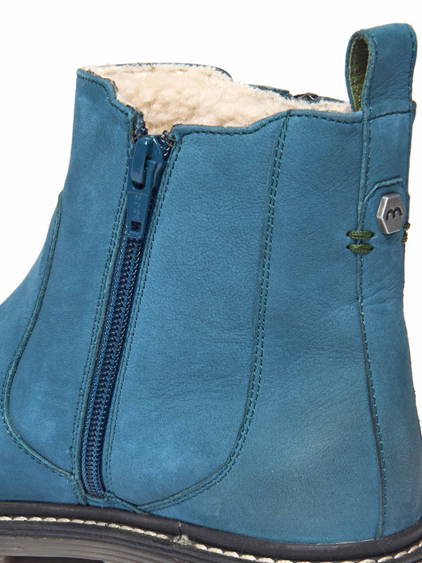 Blue / Green fleece lined ankle boot - HATTER 2 LAGOON NUBUCK