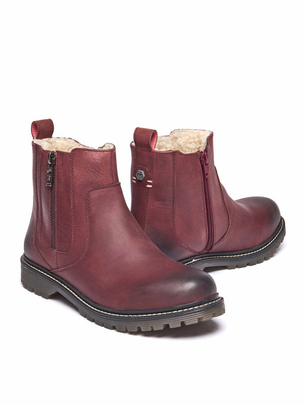 Red fleece lined ankle boot - HATTER 2 ZINFANDEL RED WAXY