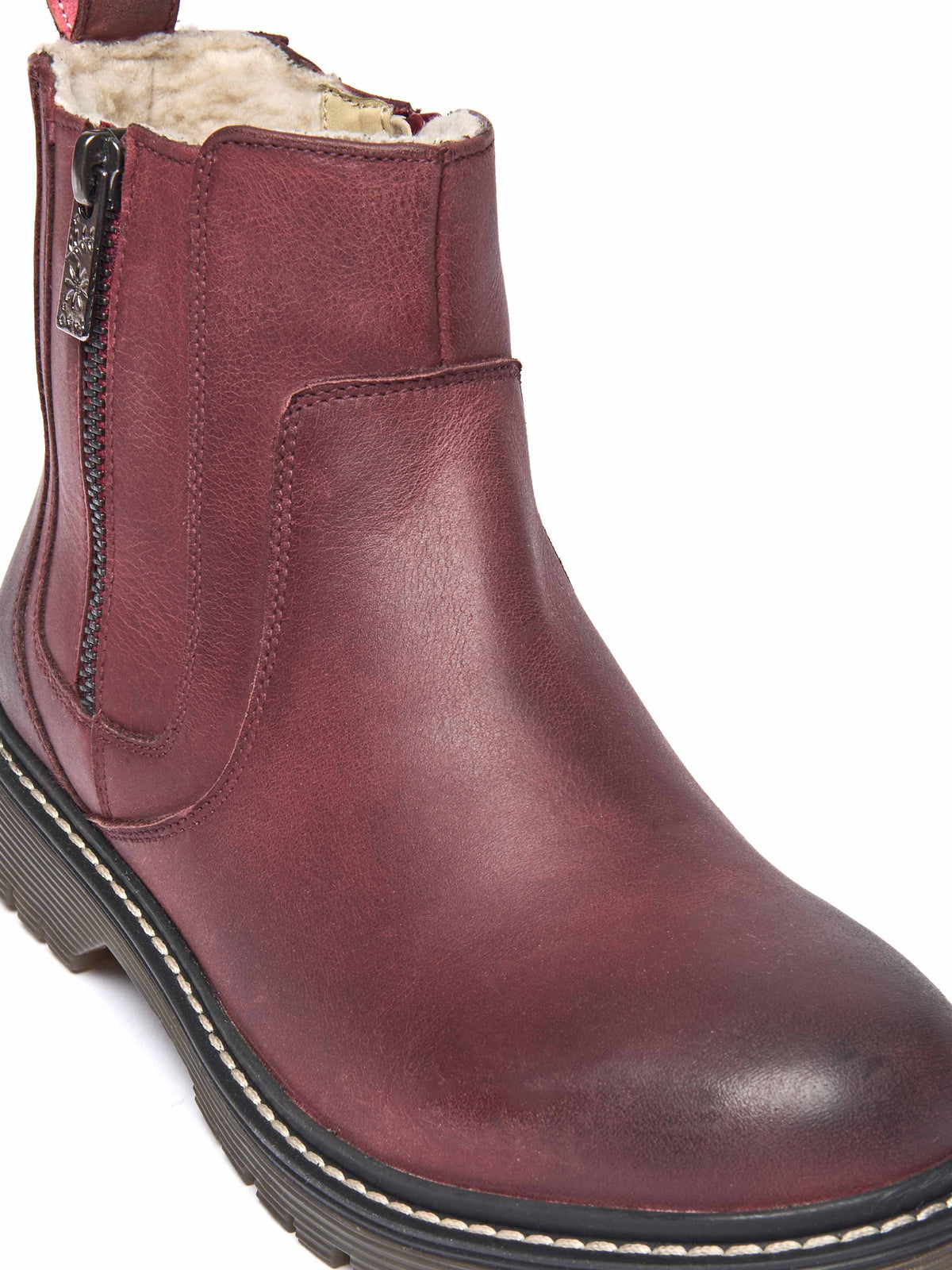 Red fleece lined ankle boot - HATTER 2 ZINFANDEL RED WAXY