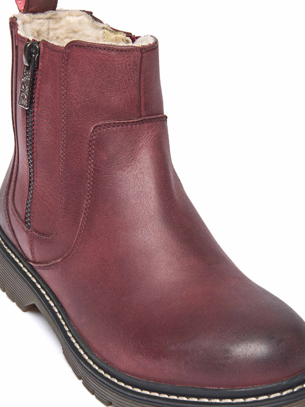 Red fleece lined ankle boot - HATTER 2 ZINFANDEL RED WAXY